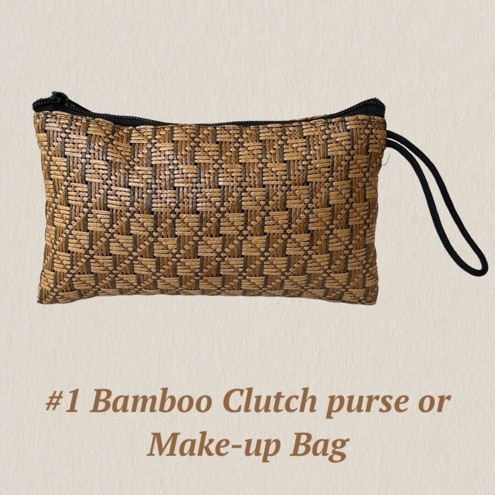 New With Tags Natural Bamboo Fibre Clutch Purse or Make Up Bag.